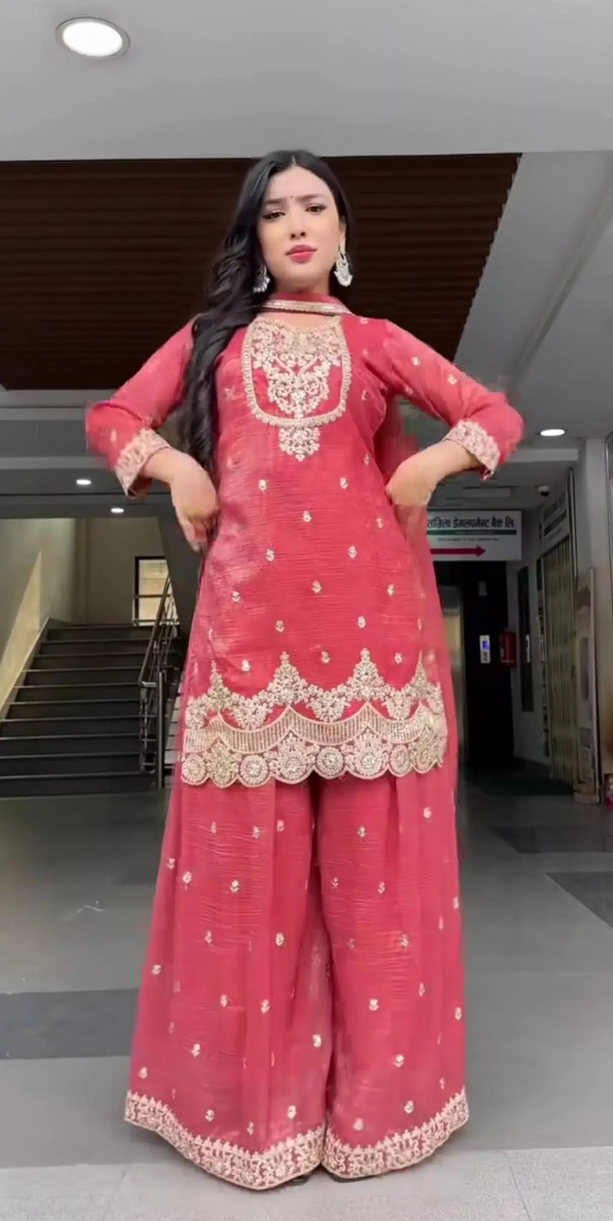 Elegant Crunchy Silk Sharara Suit Set for Festive and Traditional Wear