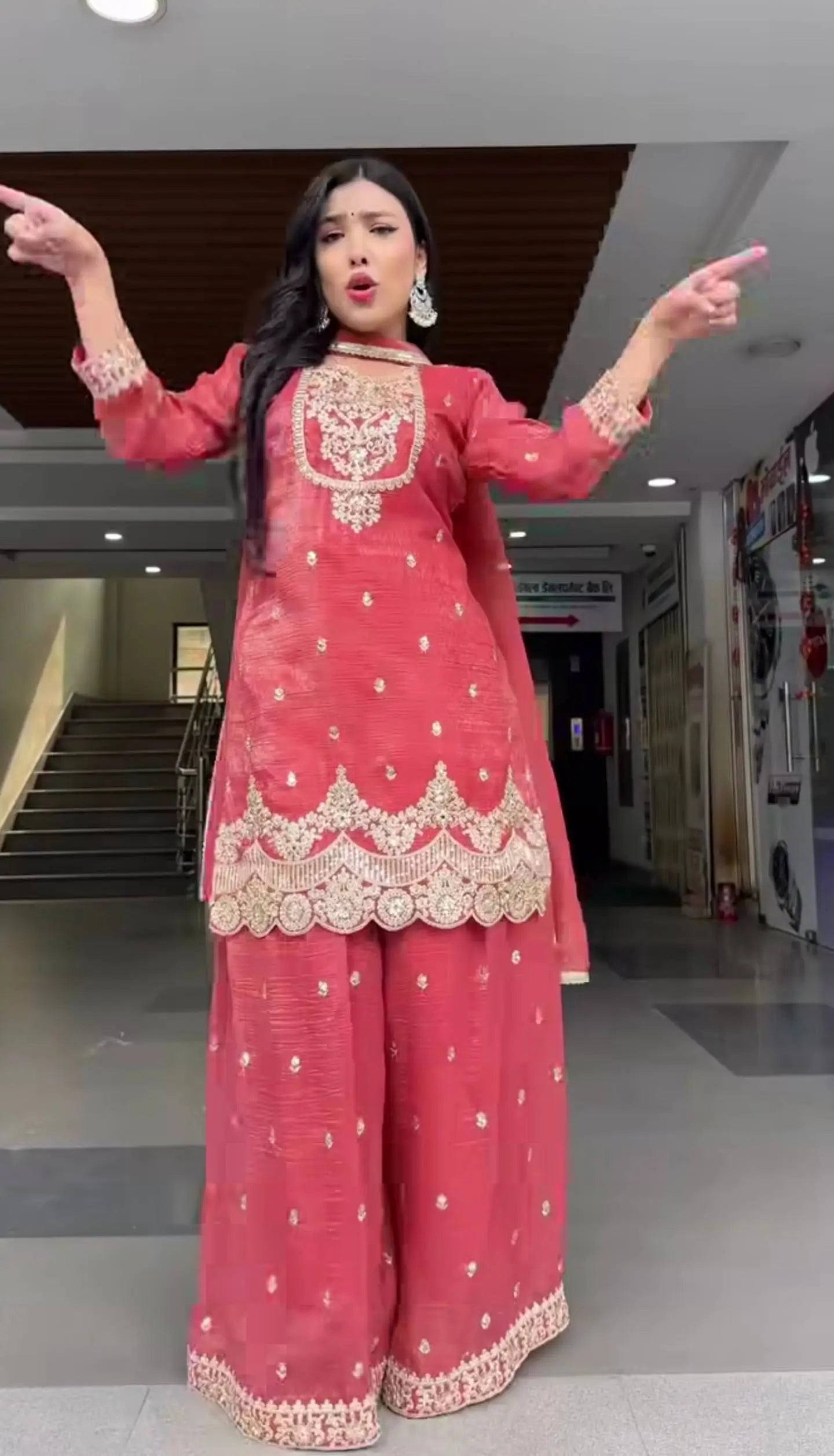 Elegant Crunchy Silk Sharara Suit Set for Festive and Traditional Wear