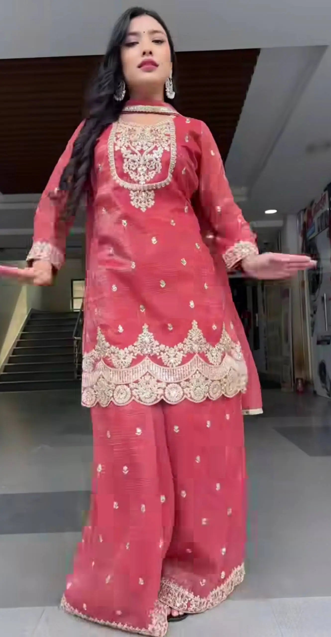 Elegant Crunchy Silk Sharara Suit Set for Festive and Traditional Wear