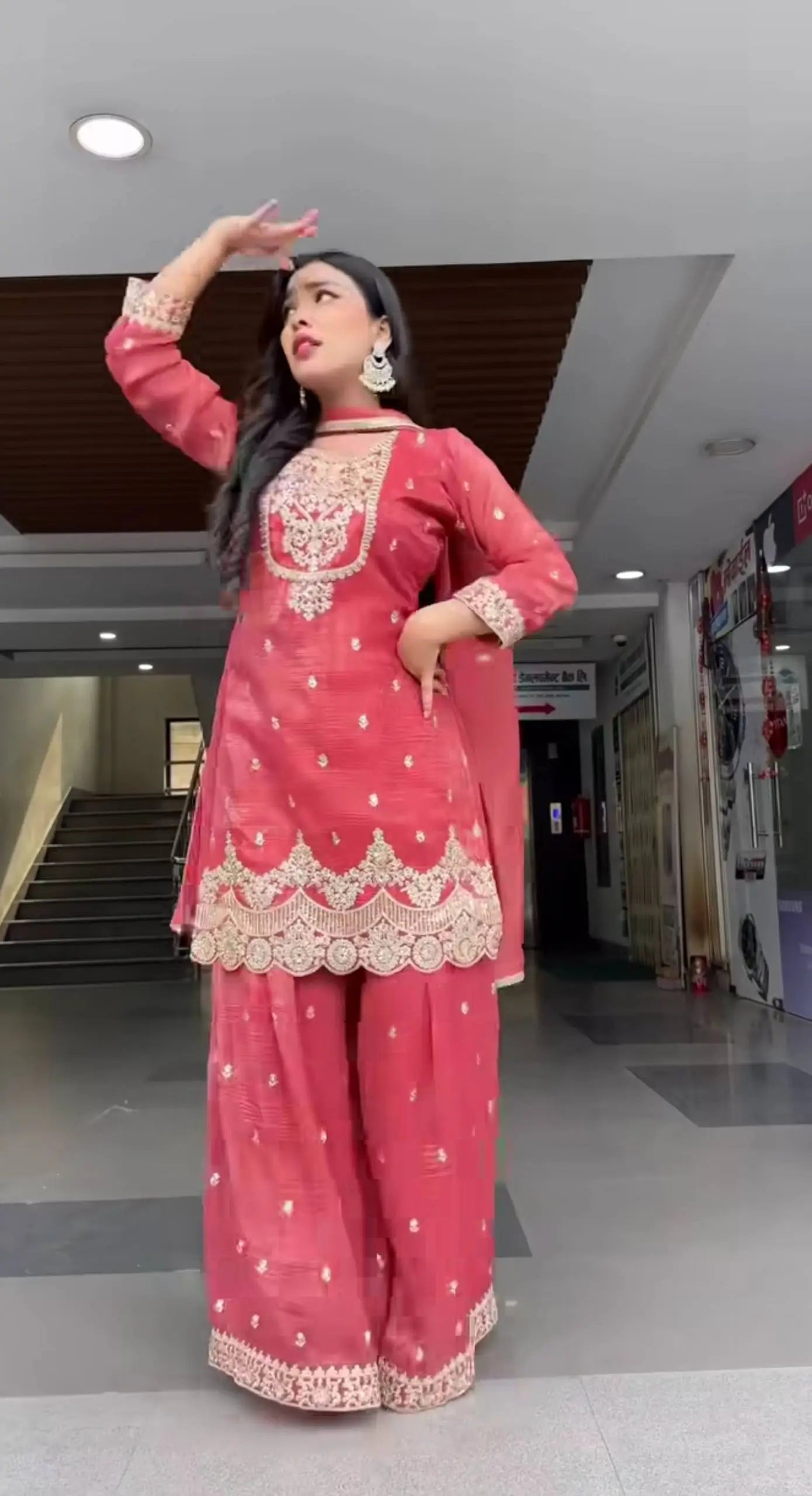 Elegant Crunchy Silk Sharara Suit Set for Festive and Traditional Wear