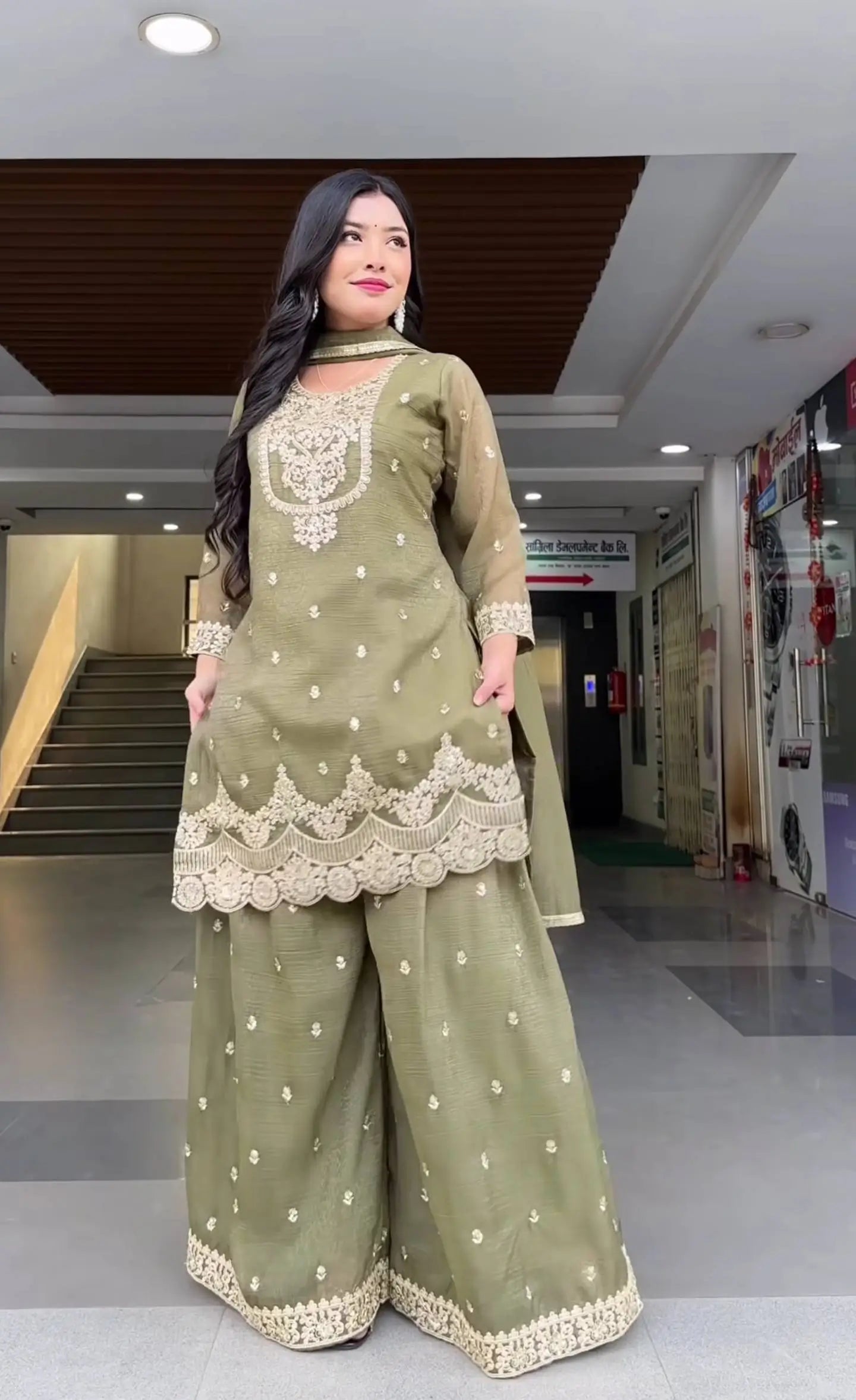 Elegant Crunchy Silk Sharara Suit Set for Festive and Traditional Wear