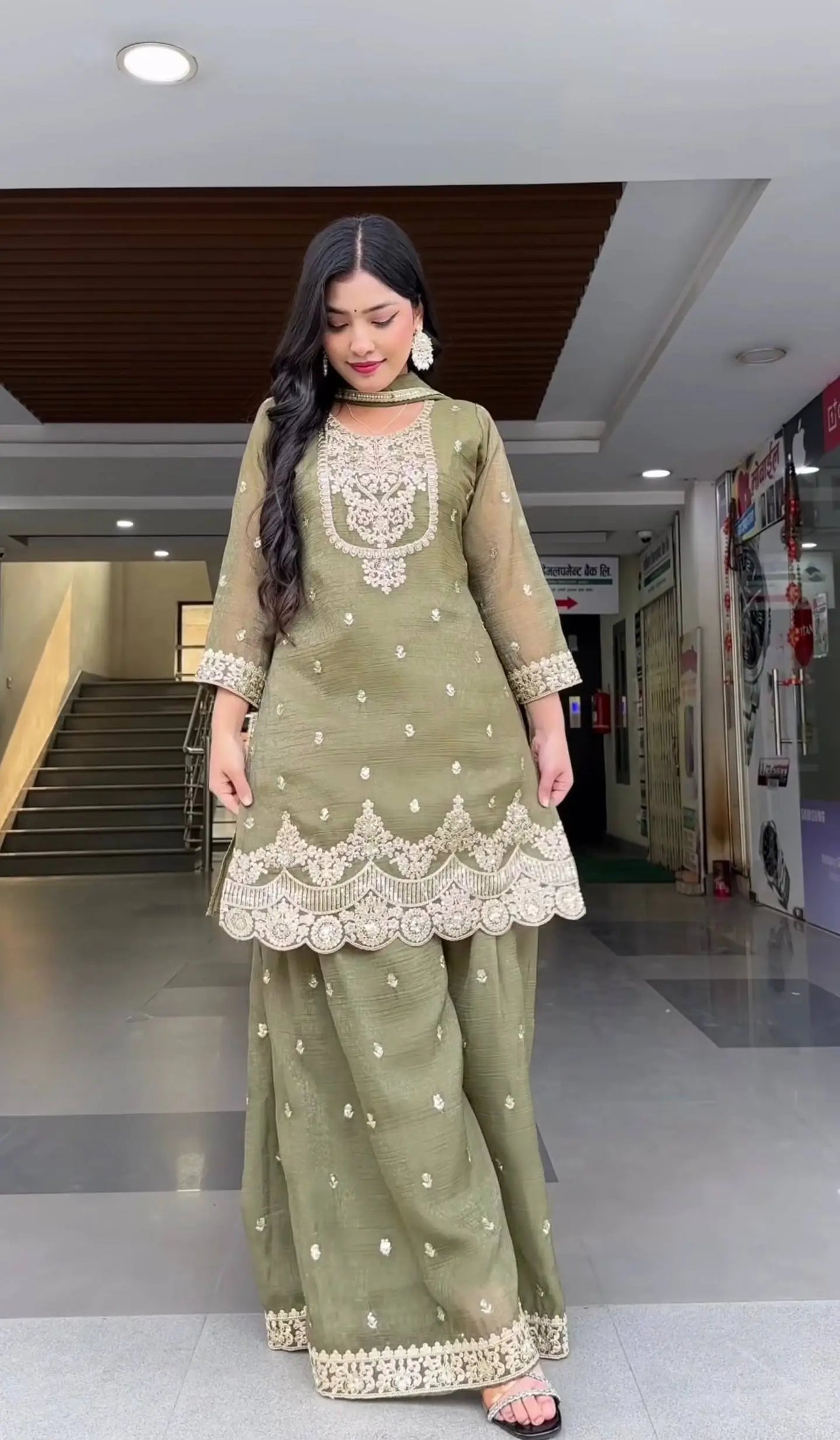 Elegant Crunchy Silk Sharara Suit Set for Festive and Traditional Wear