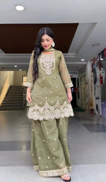 Elegant Crunchy Silk Sharara Suit Set for Festive and Traditional Wear