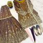 Elegant Crush Silk Sharara Suit with Sequins Embroidery for Festive and Wedding Wear