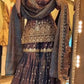 Elegant Crush Silk Sharara Suit with Sequins Embroidery for Festive and Wedding Wear
