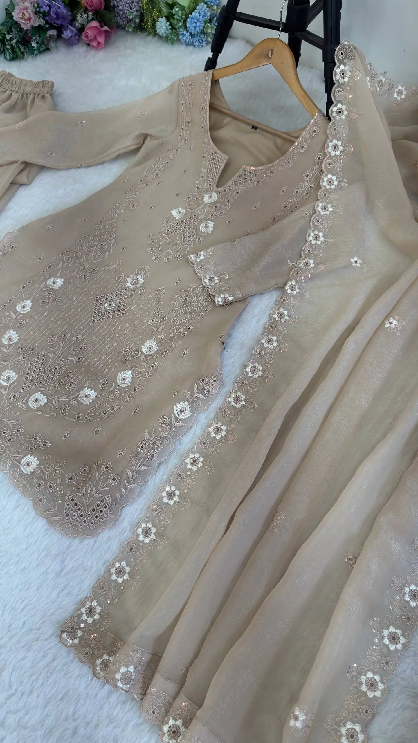 Elegant Currency Silk Embroidered Suit Set for Festive and Party Wear
