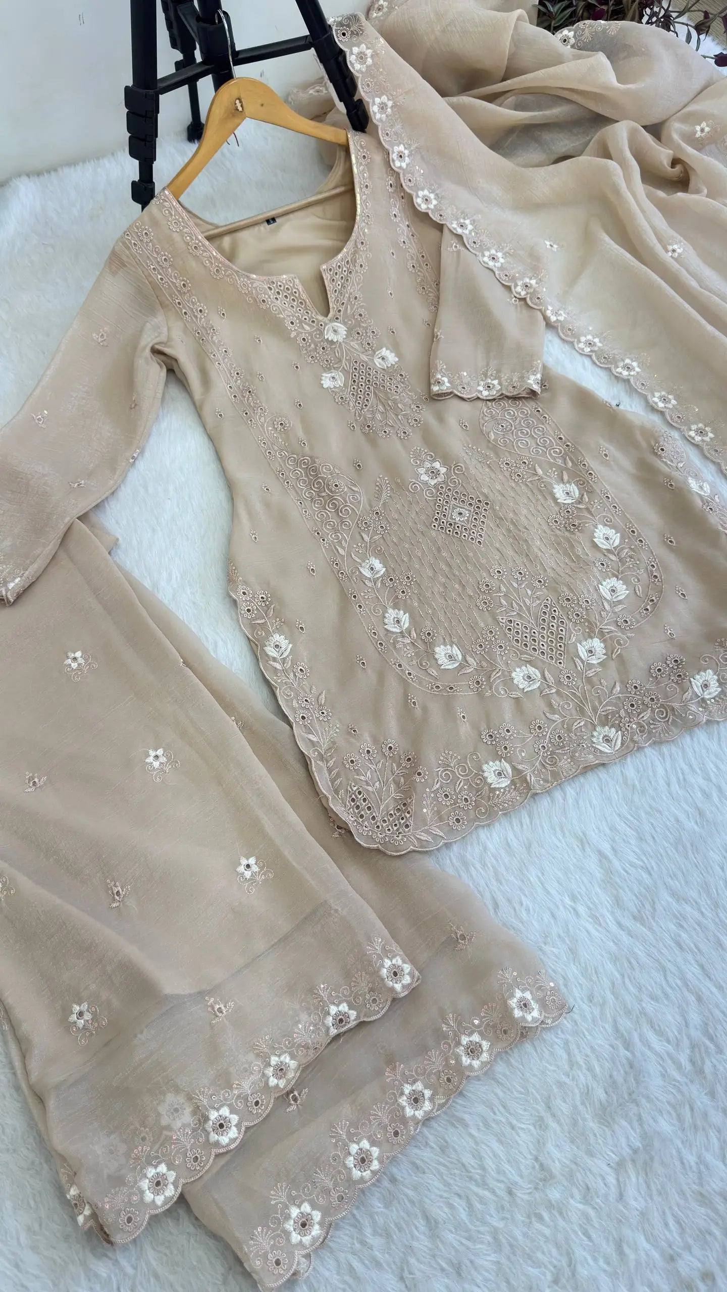 Elegant Currency Silk Embroidered Suit Set for Festive and Party Wear