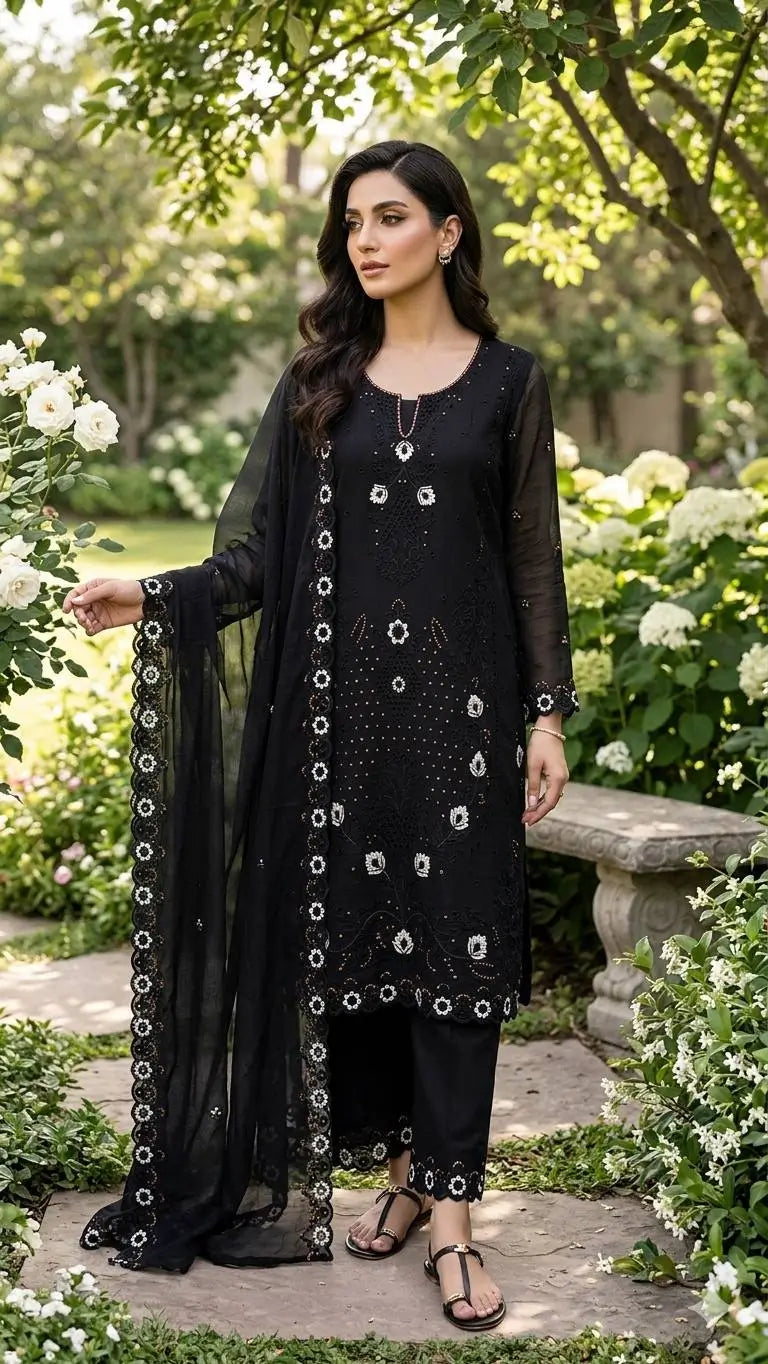 Elegant Currency Silk Embroidered Suit Set for Festive and Party Wear