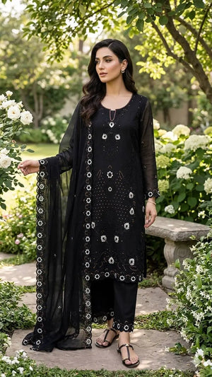 Elegant Currency Silk Embroidered Suit Set for Festive and Party Wear
