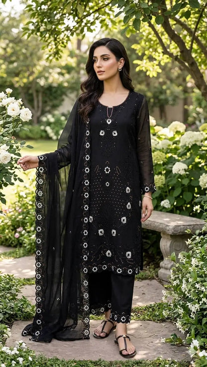 Elegant Currency Silk Embroidered Suit Set for Festive and Party Wear