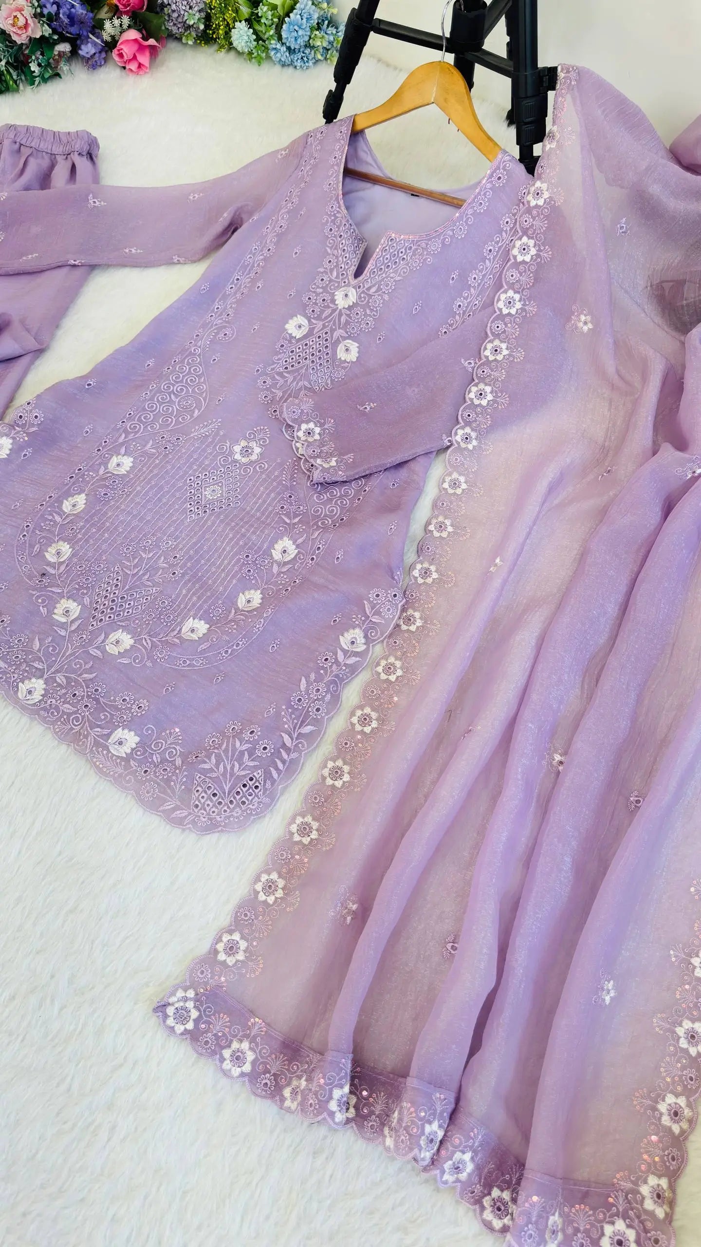 Elegant Currency Silk Embroidered Suit Set for Festive and Party Wear