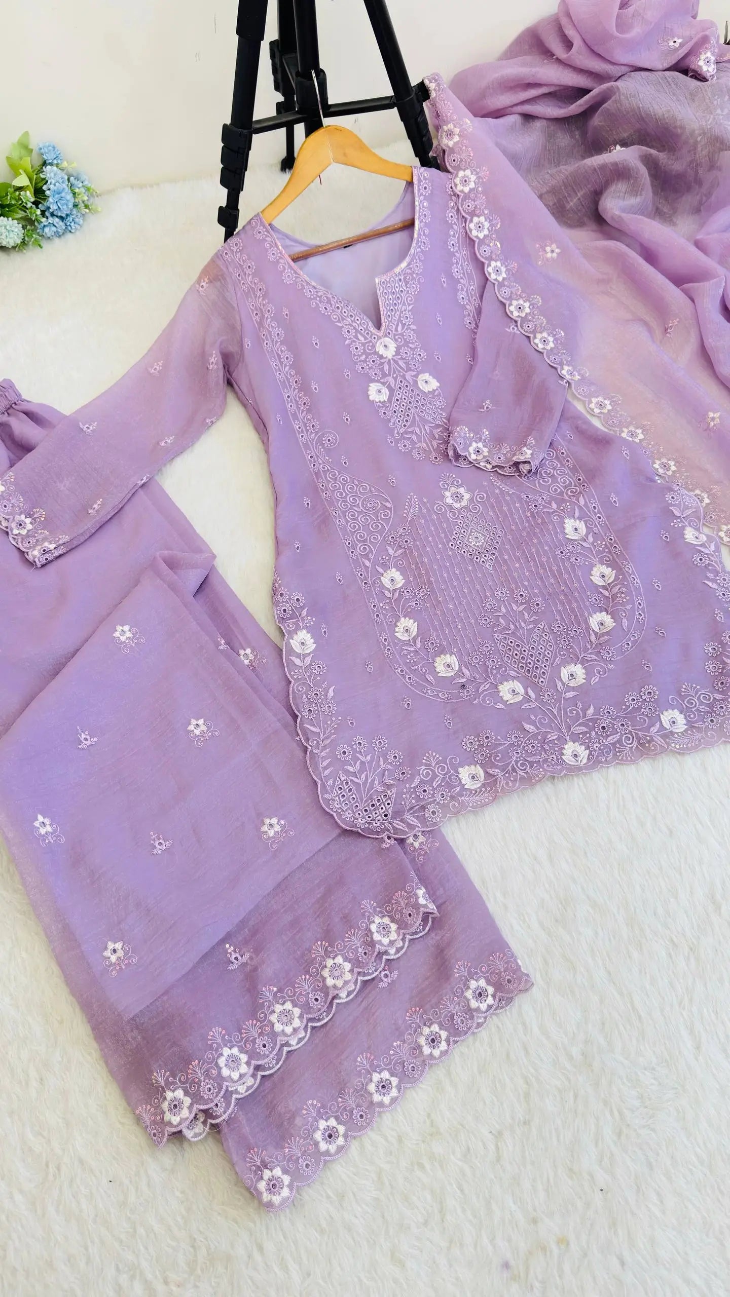 Elegant Currency Silk Embroidered Suit Set for Festive and Party Wear