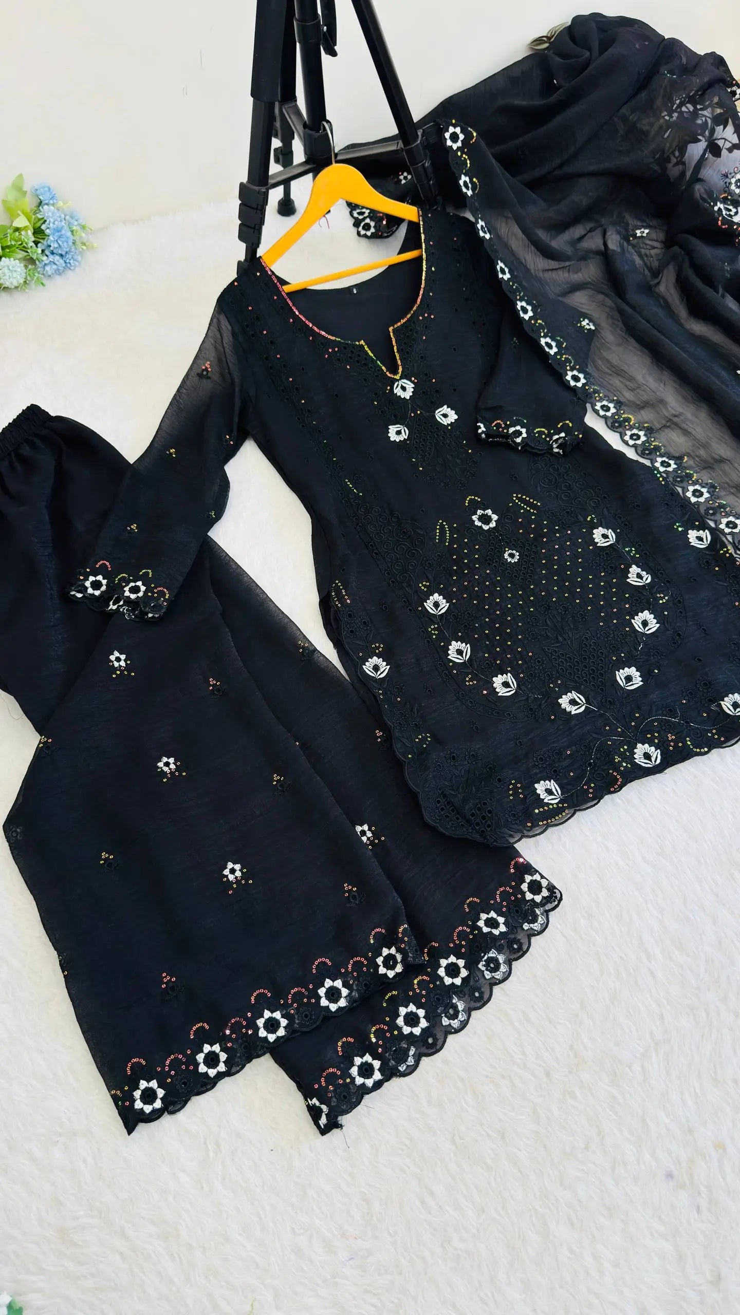 Elegant Currency Silk Embroidered Suit Set for Festive and Party Wear