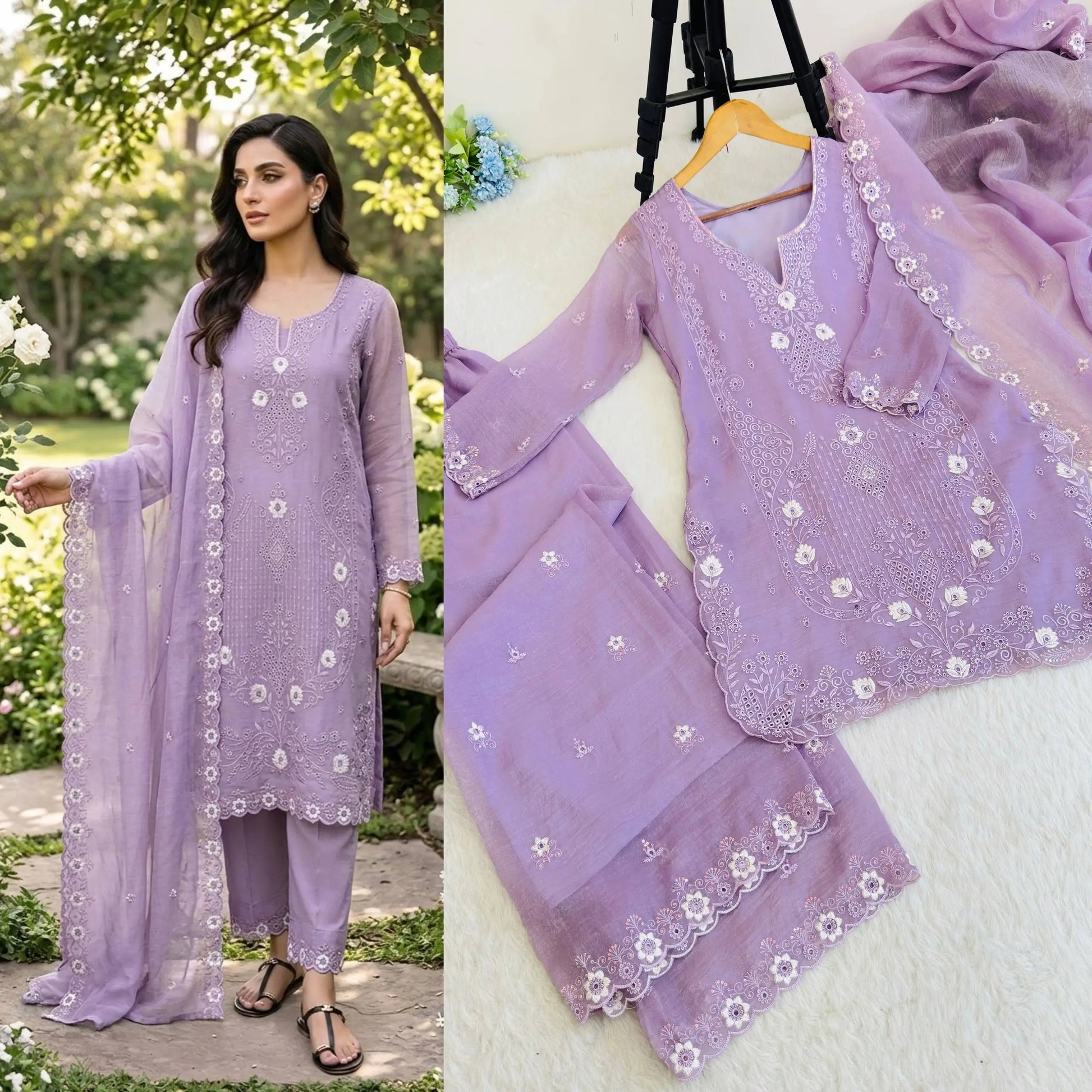Elegant Currency Silk Embroidered Suit Set for Festive and Party Wear
