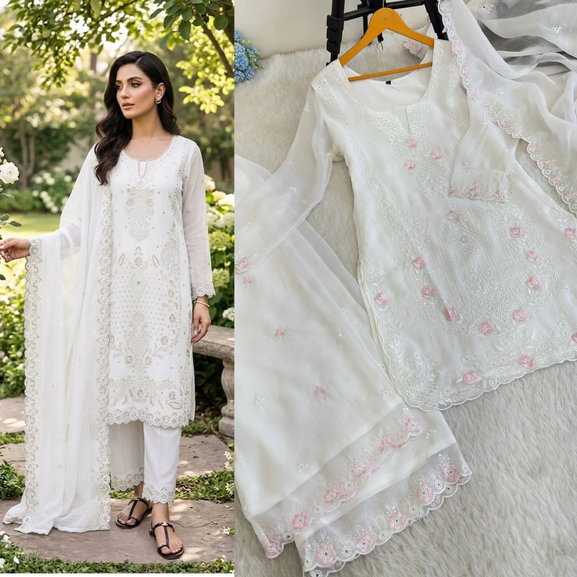 Elegant Currency Silk Embroidered Suit Set for Festive and Party Wear