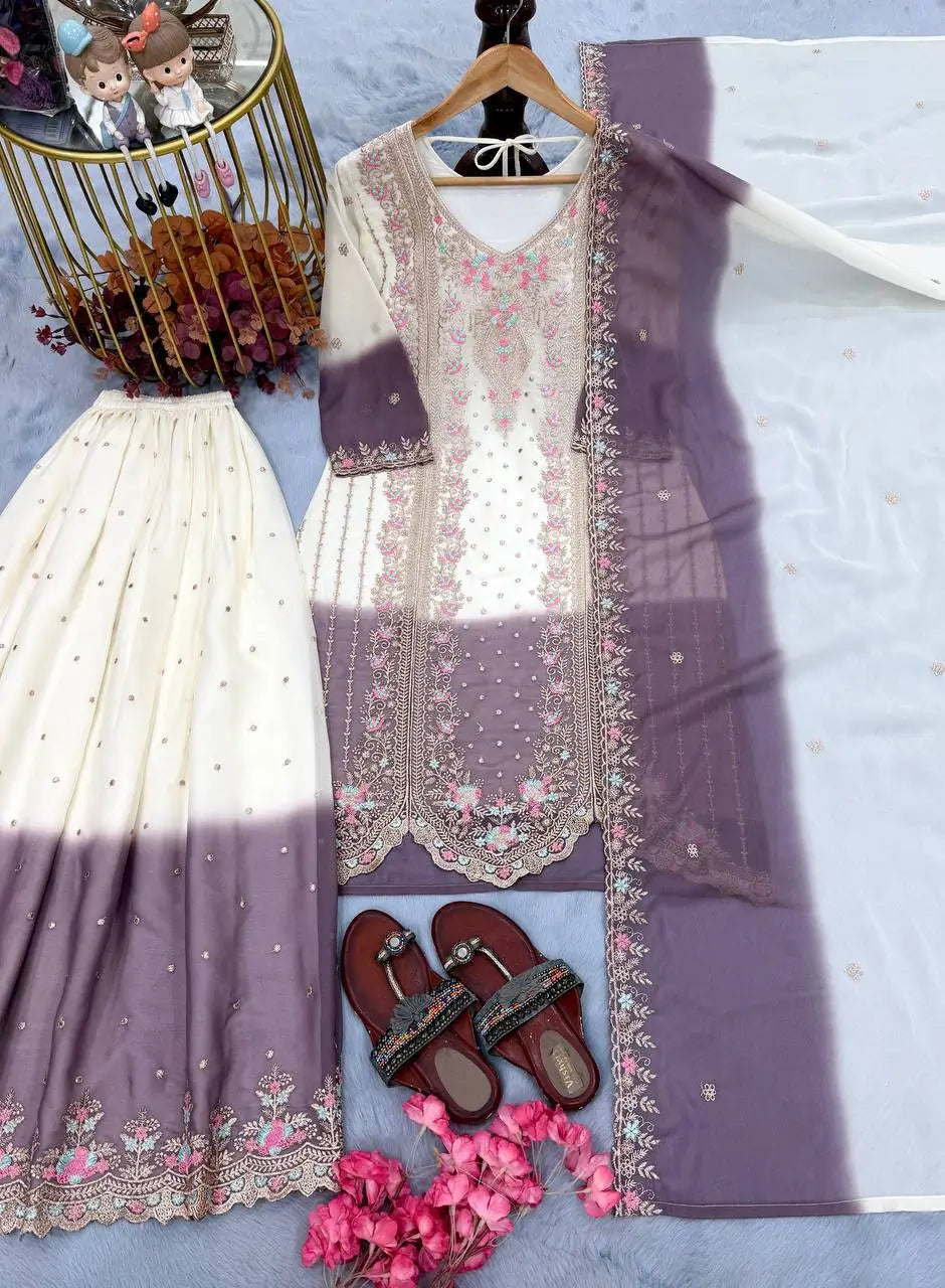Elegant Dual Tone Palazzo Suit Set for Festive and Party Wear