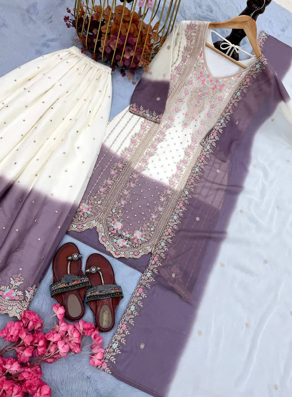 Elegant Dual Tone Palazzo Suit Set for Festive and Party Wear