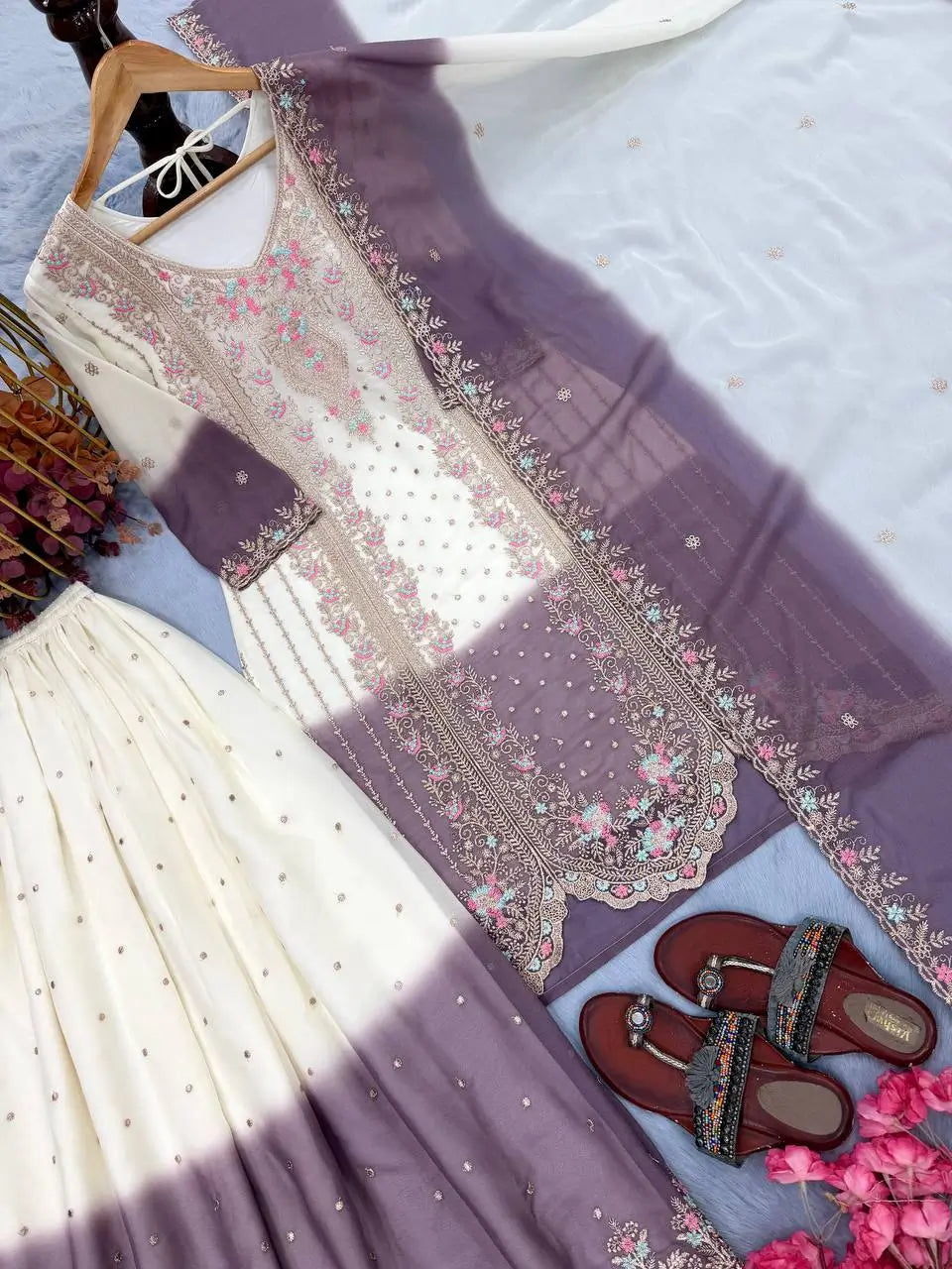Elegant Dual Tone Palazzo Suit Set for Festive and Party Wear