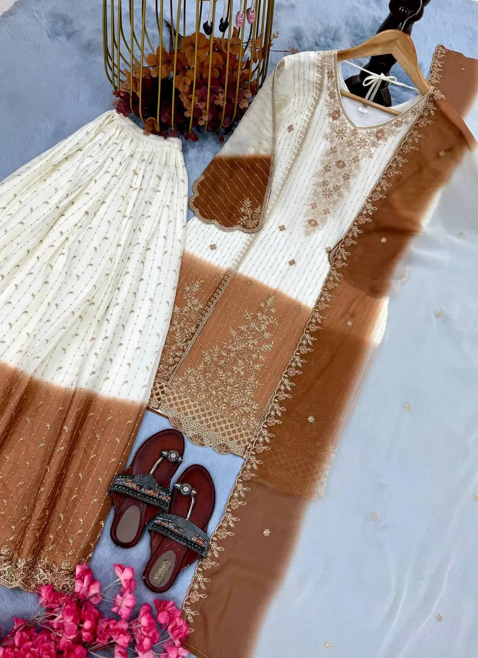Elegant Dual Tone Palazzo Suit Set for Festive and Party Wear