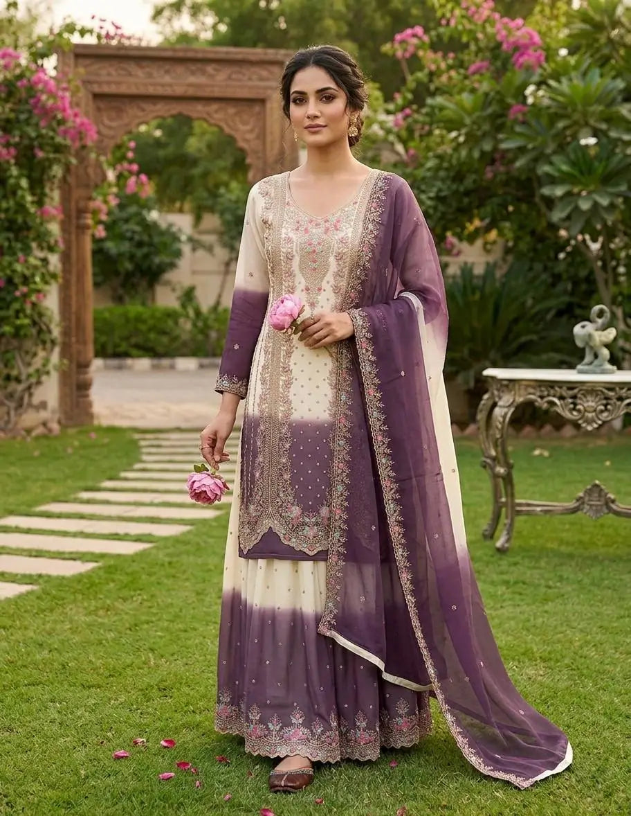 Elegant Dual Tone Palazzo Suit Set for Festive and Party Wear