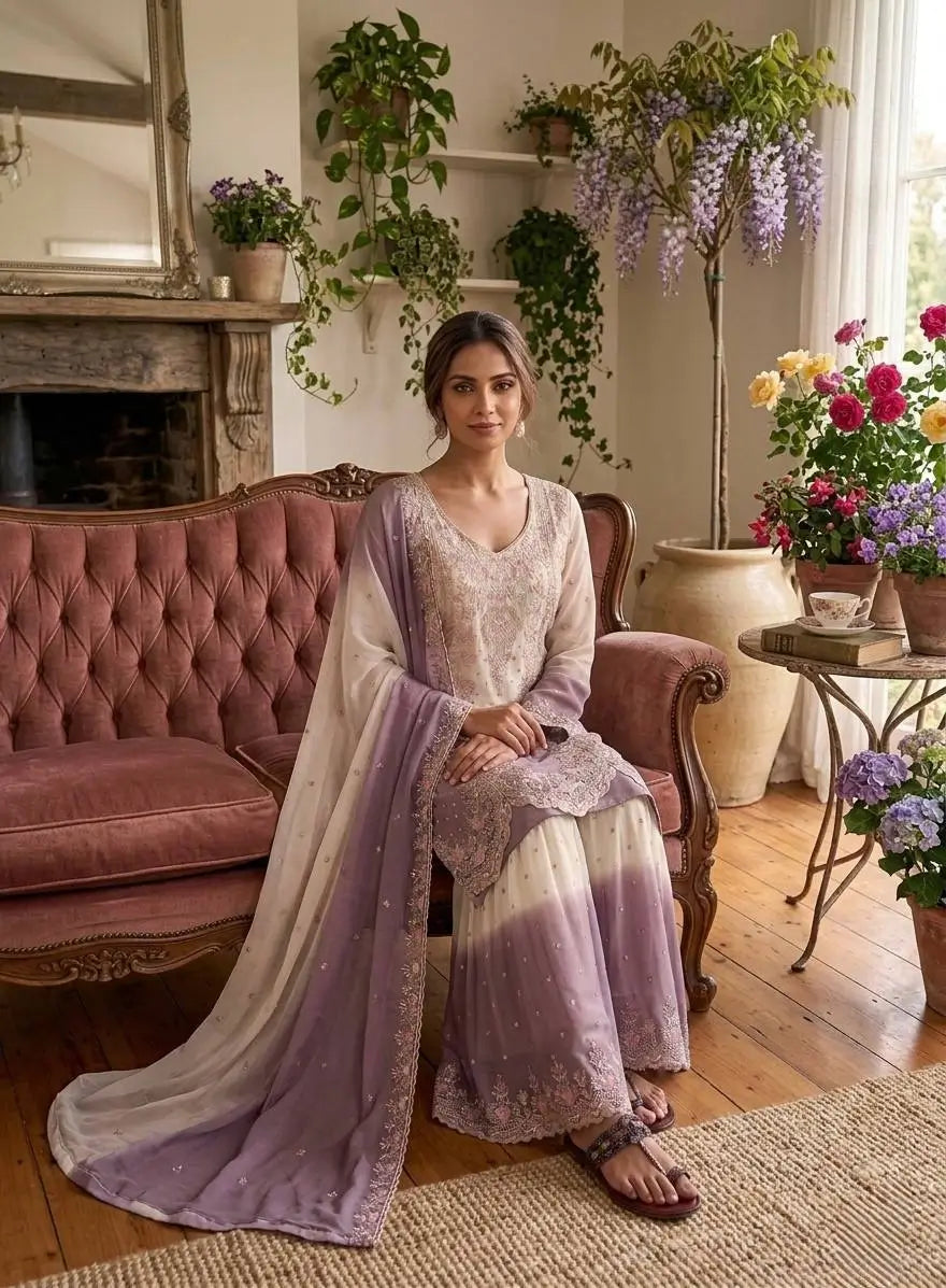Elegant Dual Tone Palazzo Suit Set for Festive and Party Wear