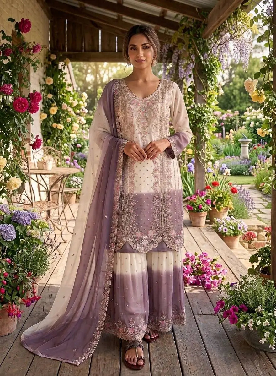 Elegant Dual Tone Palazzo Suit Set for Festive and Party Wear