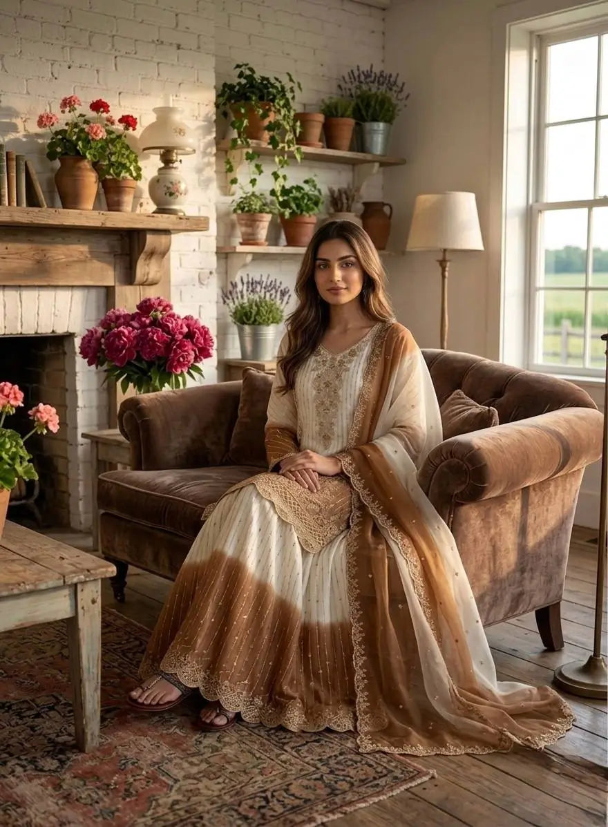 Elegant Dual Tone Palazzo Suit Set for Festive and Party Wear