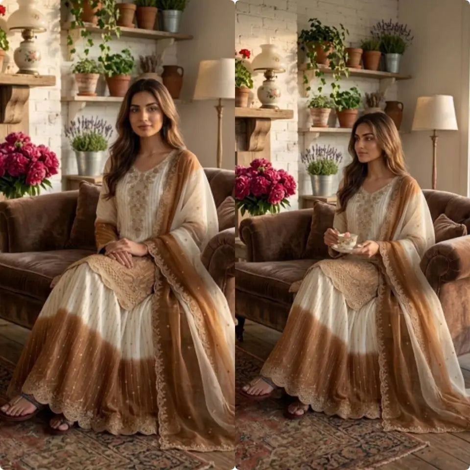 Elegant Dual Tone Palazzo Suit Set for Festive and Party Wear