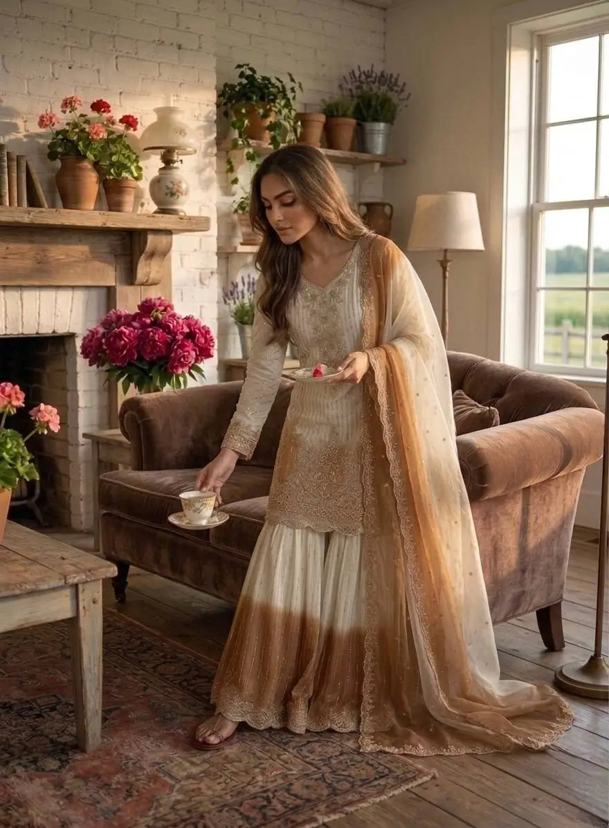 Elegant Dual Tone Palazzo Suit Set for Festive and Party Wear