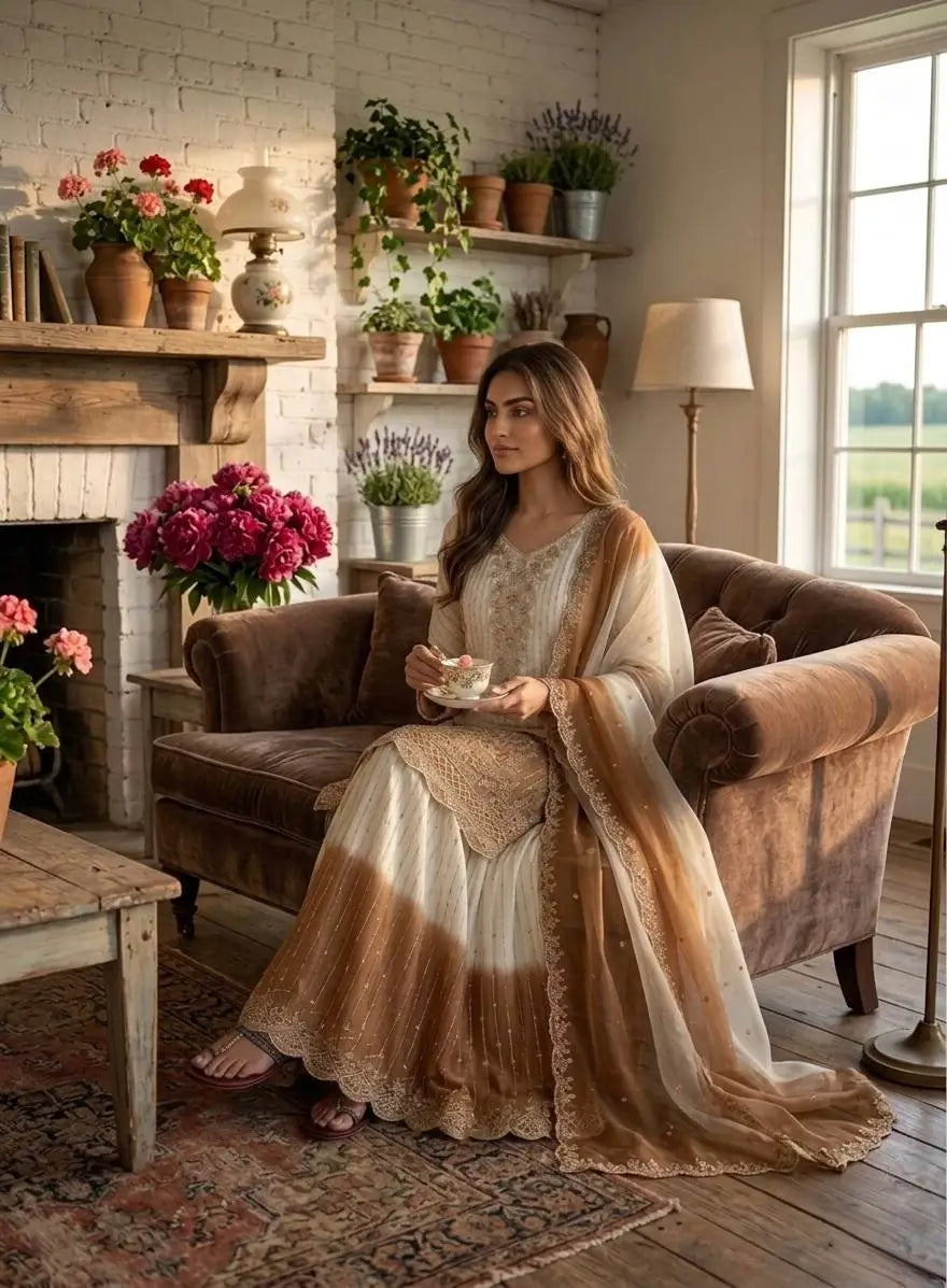 Elegant Dual Tone Palazzo Suit Set for Festive and Party Wear