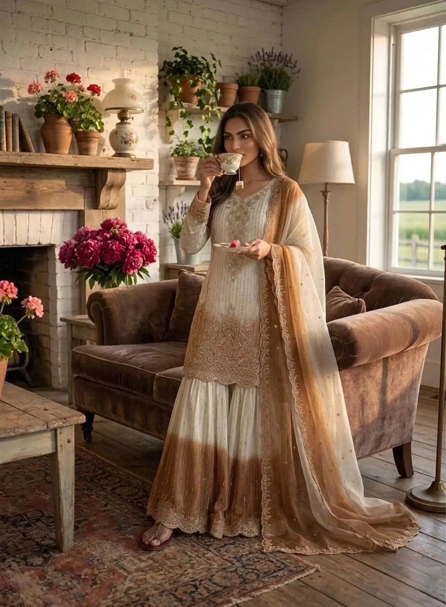 Elegant Dual Tone Palazzo Suit Set for Festive and Party Wear
