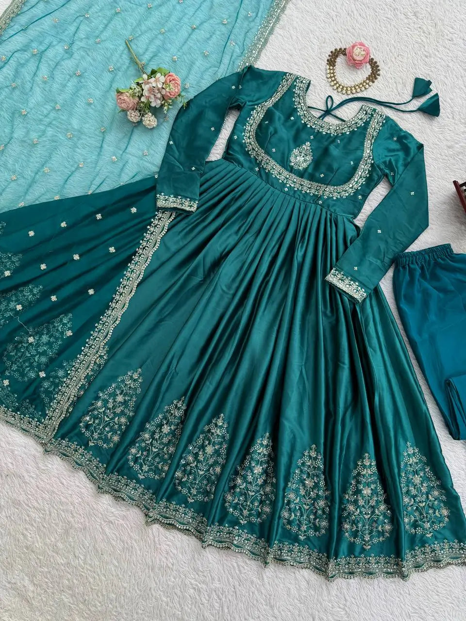 Elegant Embroidered Anarkali Suit with Dupatta
