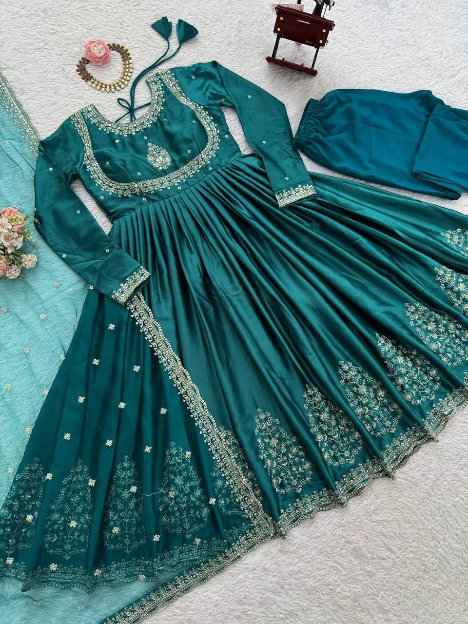 Elegant Embroidered Anarkali Suit with Dupatta
