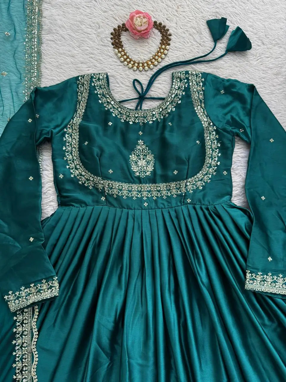 Elegant Embroidered Anarkali Suit with Dupatta