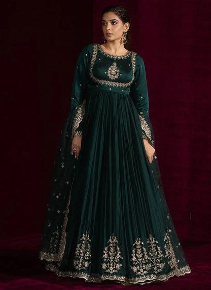 Elegant Embroidered Anarkali Suit with Dupatta
