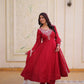 Elegant Embroidered Chanderi Anarkali Gown with Dupatta for Festive Wear
