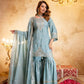 Elegant Embroidered Chinon Sharara Set for Festive Functions