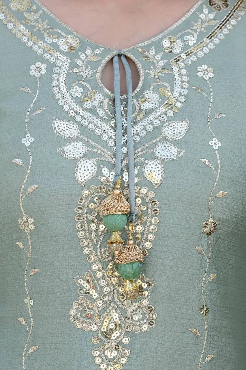 Elegant Embroidered Chinon Sharara Set for Festive Functions