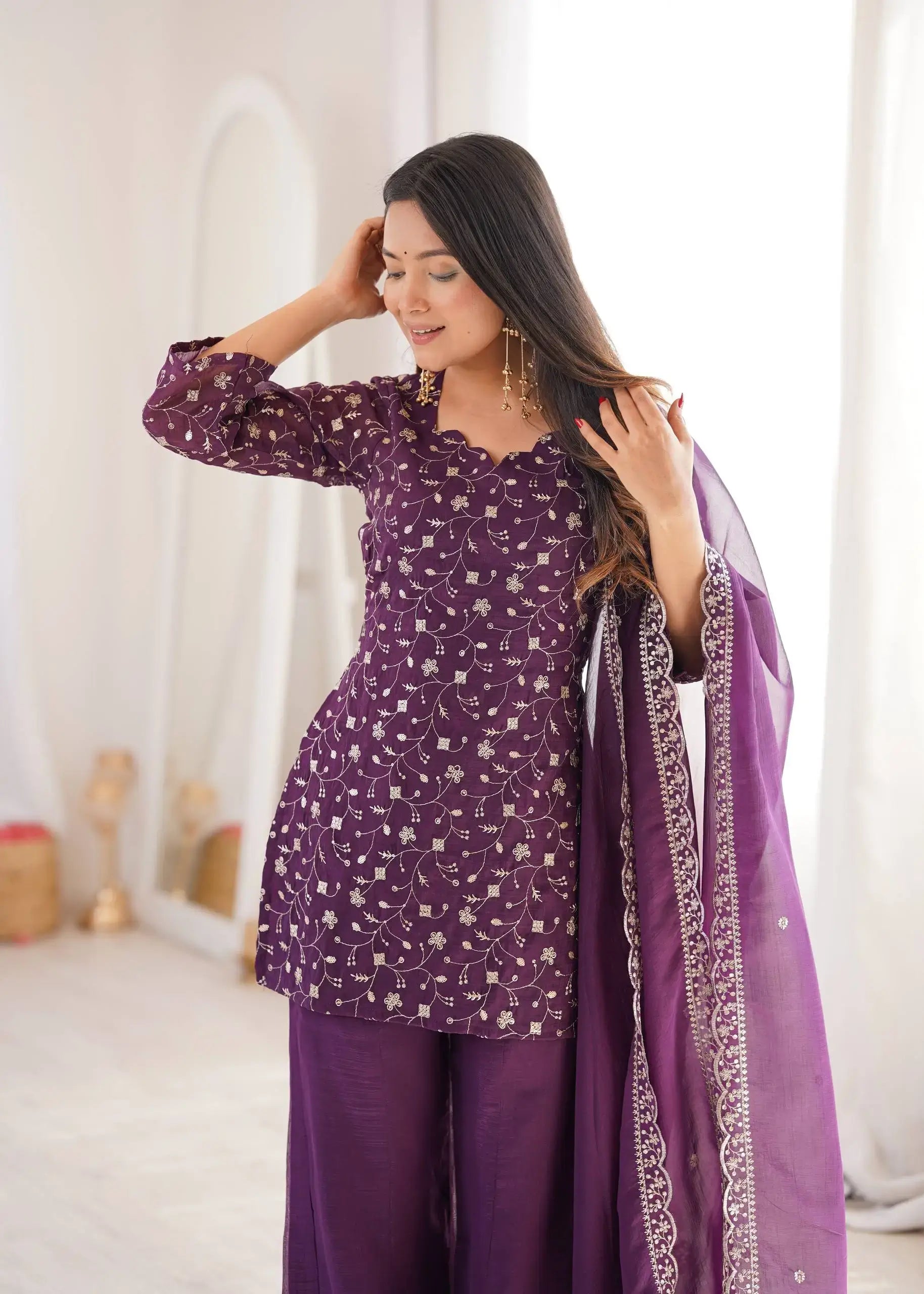 Elegant Embroidered Co Ord Suit Set for Festive and Family Occasions