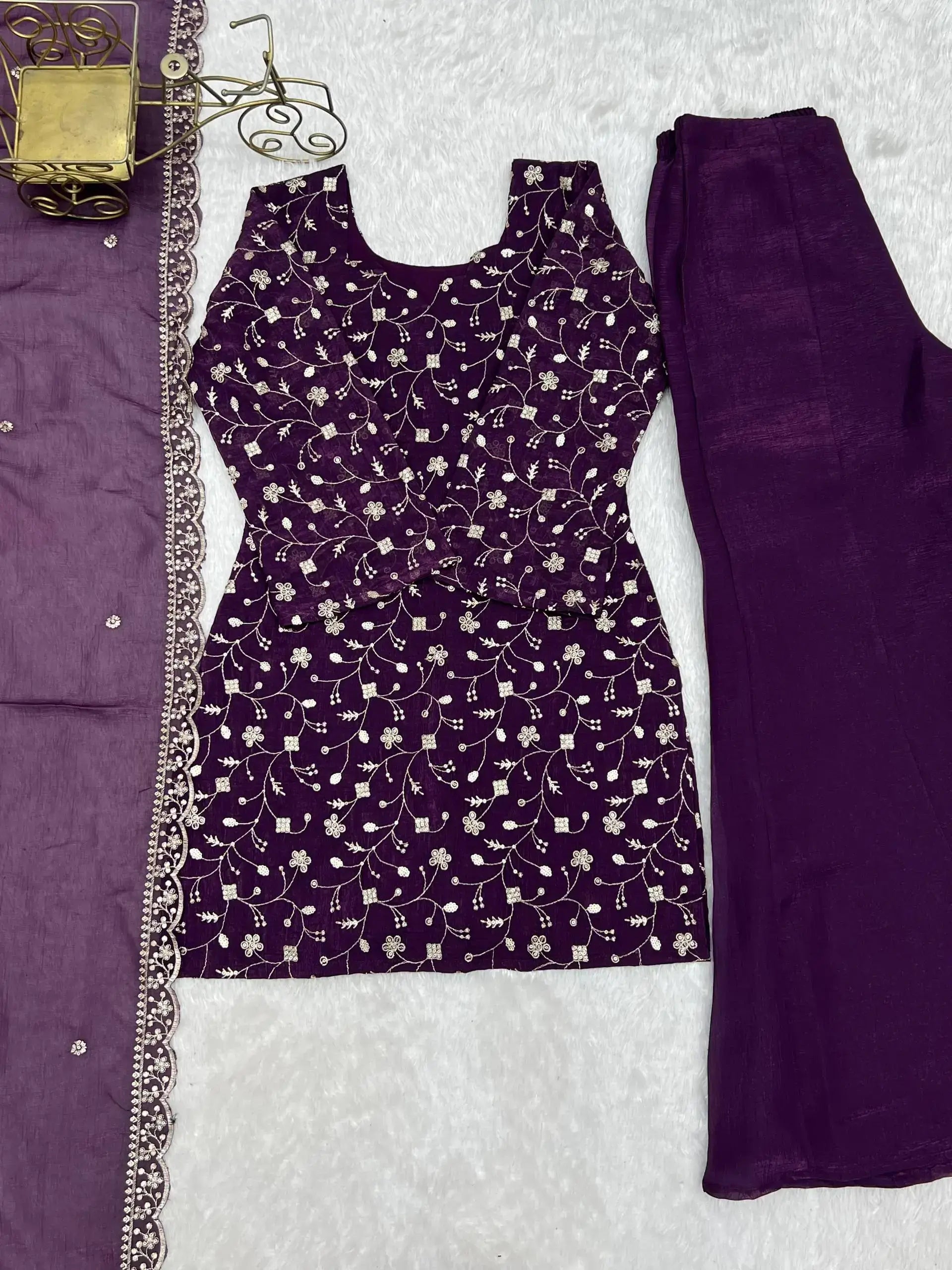 Elegant Embroidered Co Ord Suit Set for Festive and Family Occasions