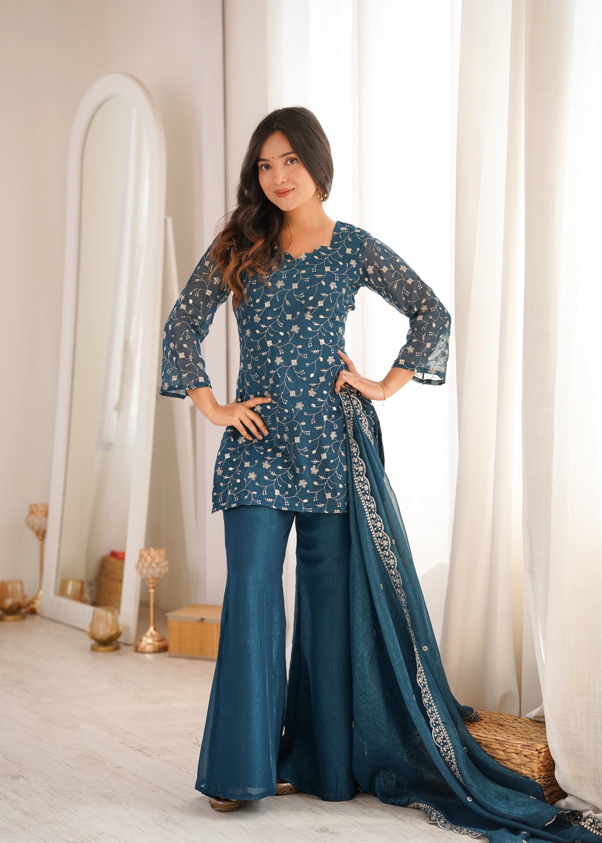Elegant Embroidered Co Ord Suit Set for Festive and Family Occasions