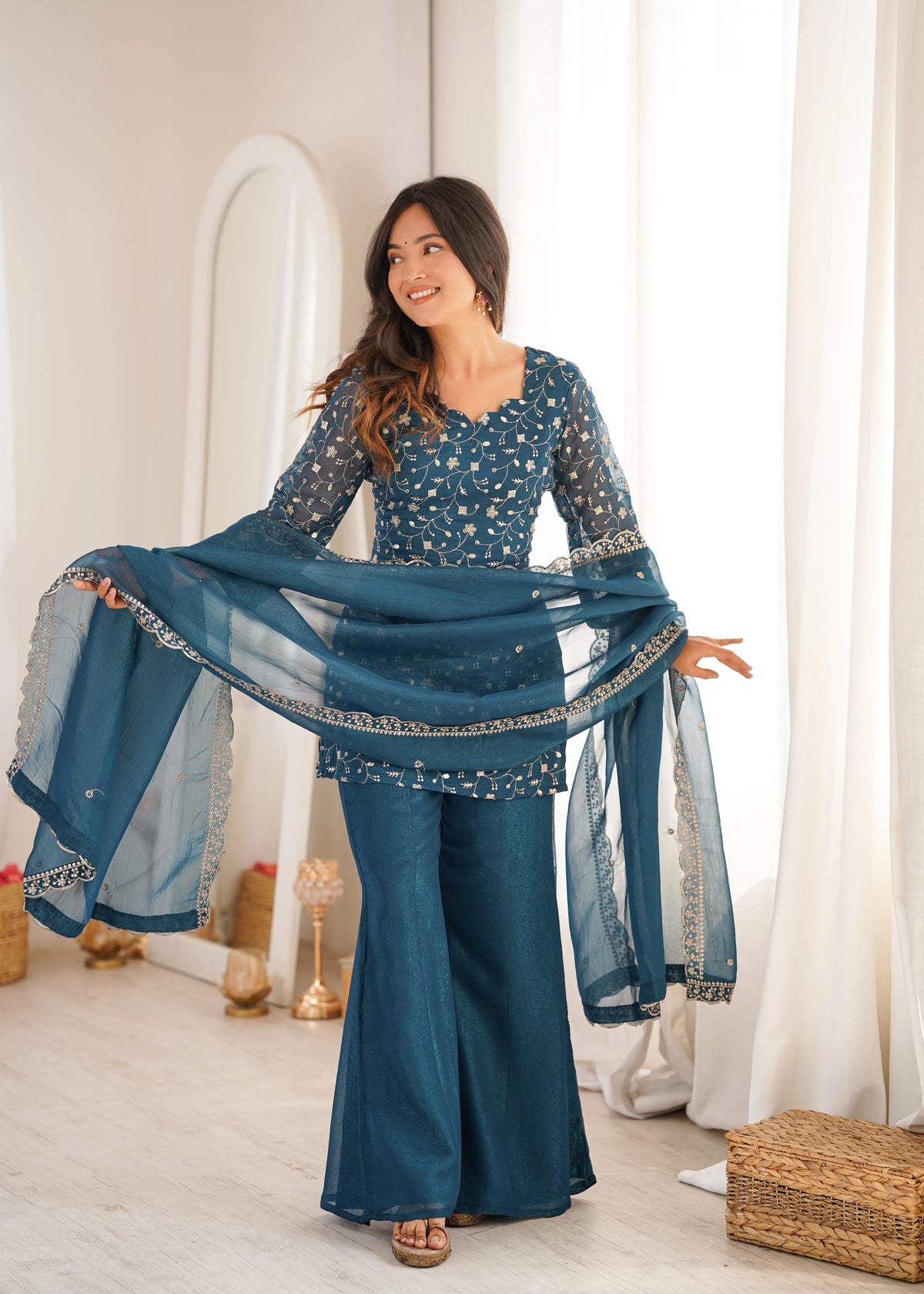 Elegant Embroidered Co Ord Suit Set for Festive and Family Occasions