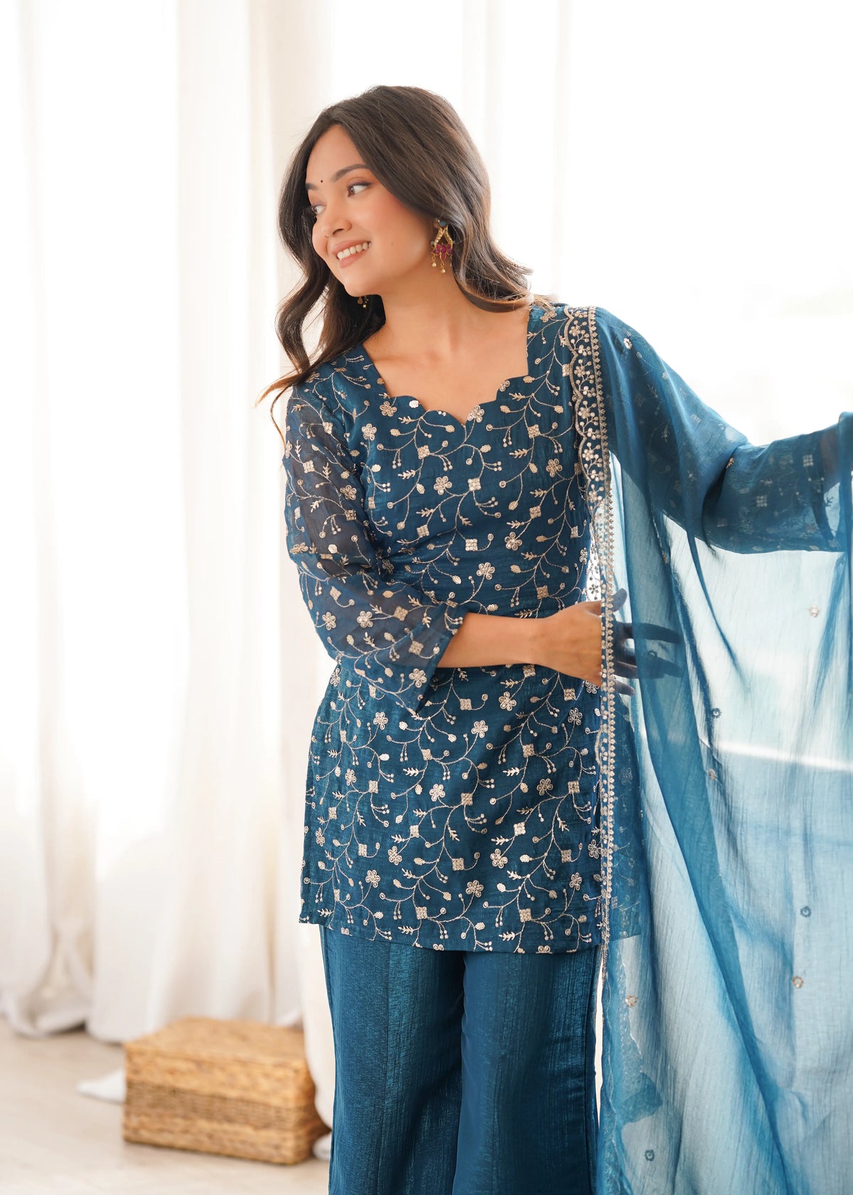Elegant Embroidered Co Ord Suit Set for Festive and Family Occasions