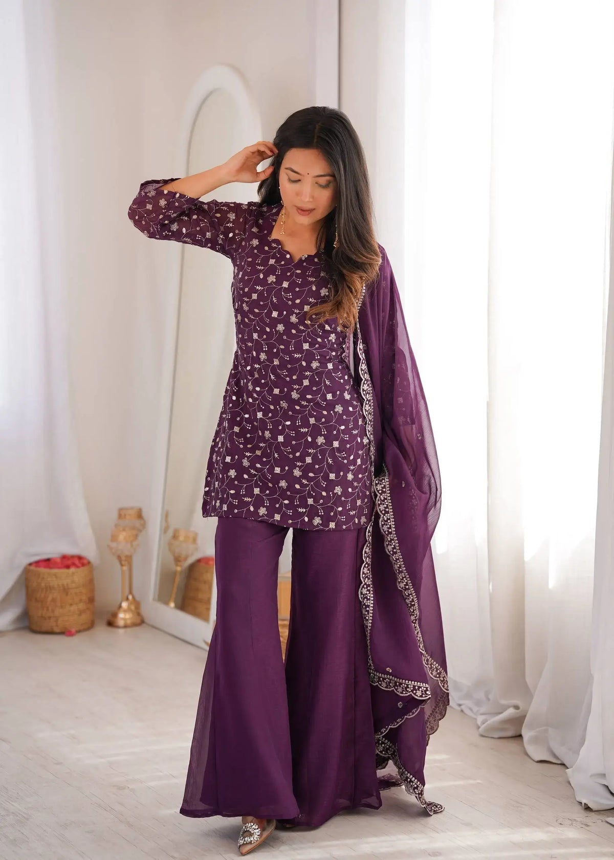 Elegant Embroidered Co Ord Suit Set for Festive and Family Occasions