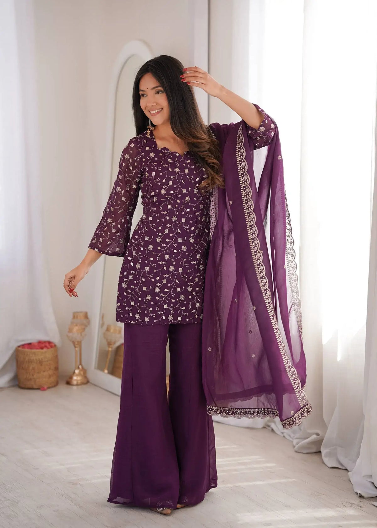 Elegant Embroidered Co Ord Suit Set for Festive and Family Occasions