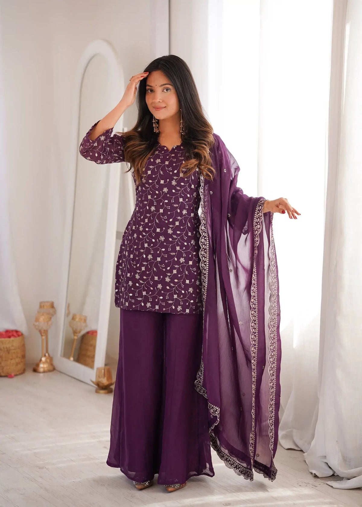 Elegant Embroidered Co Ord Suit Set for Festive and Family Occasions