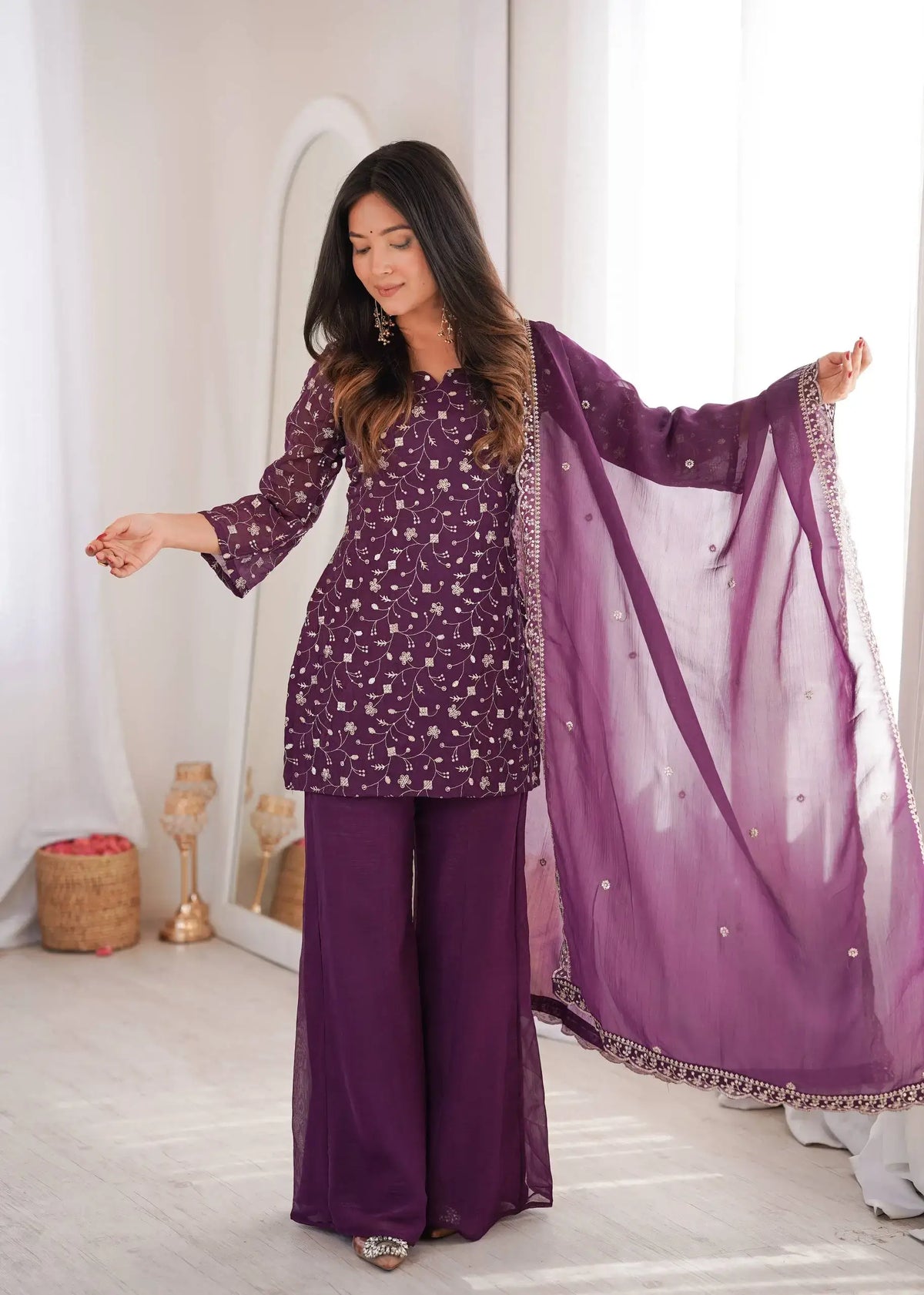 Elegant Embroidered Co Ord Suit Set for Festive and Family Occasions