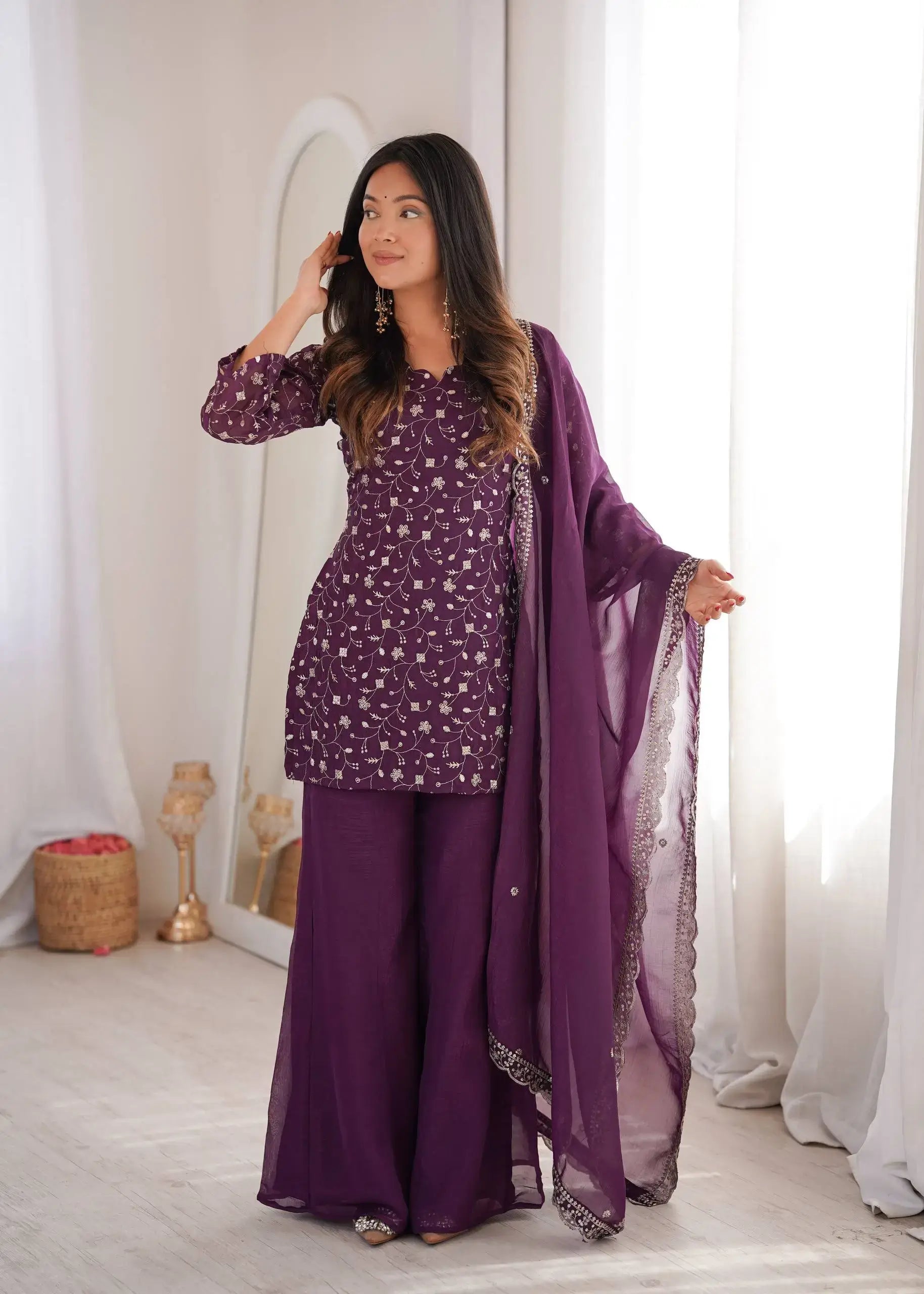Elegant Embroidered Co Ord Suit Set for Festive and Family Occasions