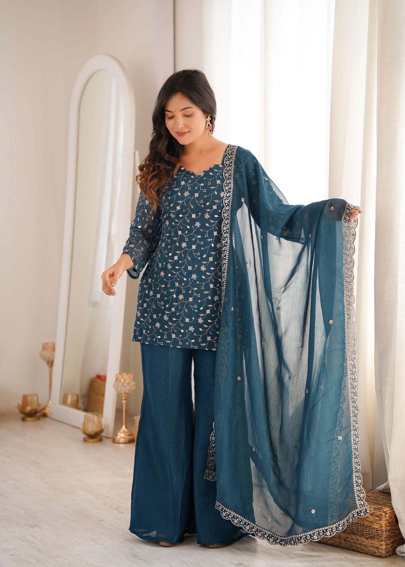 Elegant Embroidered Co Ord Suit Set for Festive and Family Occasions