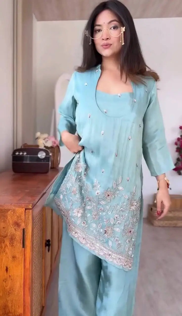 Elegant Embroidered Co Ord Suit Set for Festive and Party Wear